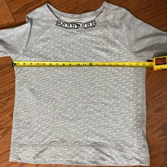 JCP oversized gray with white polka dots sweatshirt w/rhinestones - Size Large - Picture 10 of 12